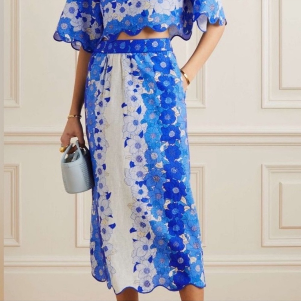FARM Rio Flower Stripes Midi Skirt L - Picture 2 of 6